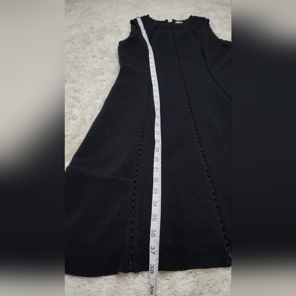 Rebecca Taylor Diamond Texture Fit Flare Dress Black Sz 10 - Picture 7 of 10